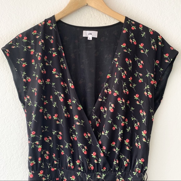 LPA Jumpsuit 76 Little Roses Black Floral - Picture 6 of 9